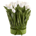 18.5"TULIP STANDING BOUQUET WHITE