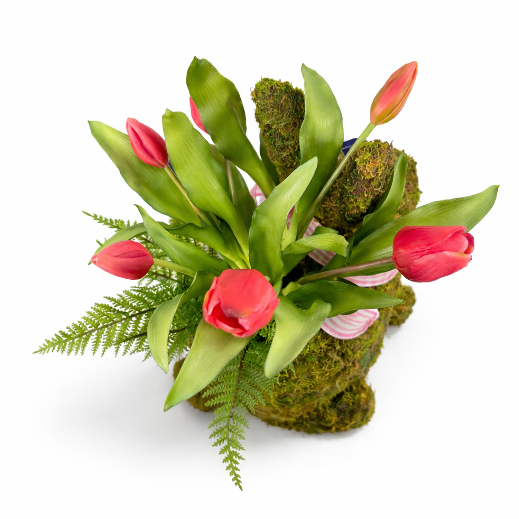 16" MOSS RABBIT REAL TOUCH TULIP FLORAL DESIGN