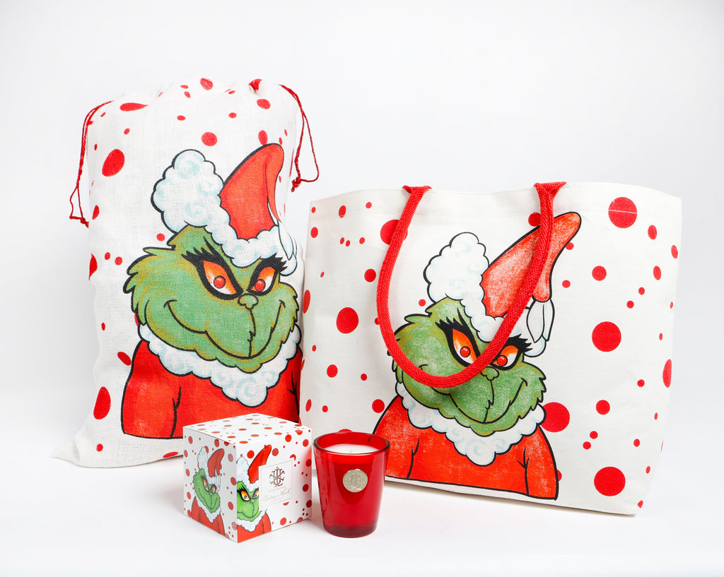 PRINTED RED "GREEN MONSTER" TOTEBAG 22" x 14"
